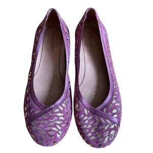Vionic Spark Carroll Dusty Rose Gold Metallic Trim Ballet Flats Women's 10